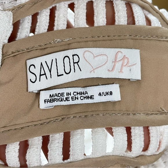 Saylor x Free People Zasha White Lace Open Back Lined Mini Dress Bridal 4, S/M - Picture 12 of 15